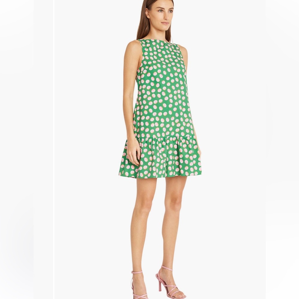 Donna Morgan Green and Pink Polka Dot Mini Skirt